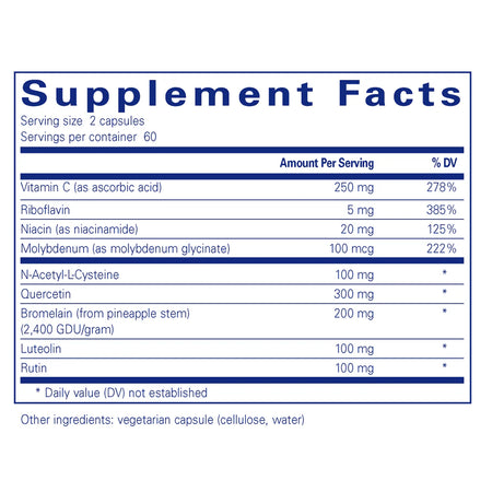 Ingredients of Pure Encapsulations Hist Reset Dietary Supplement