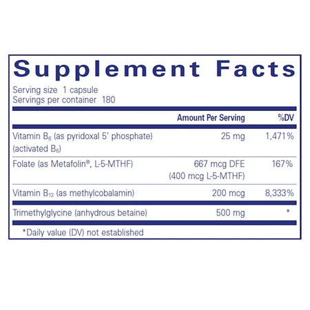 Pure Encapsulations Homocysteine Factors supplements facts