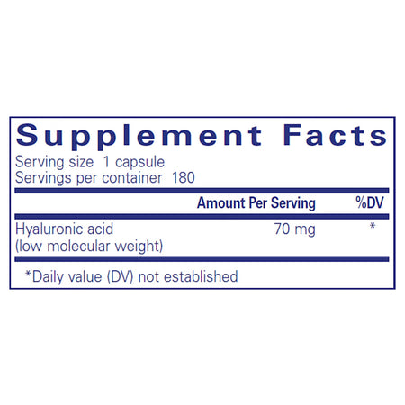 Pure Encapsulations Hyaluronic Acid 70 mg supplements facts