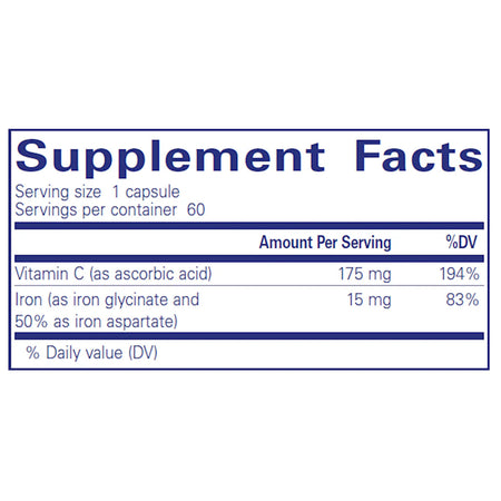 Pure Encapsulations Iron-C Supplement Ingredients