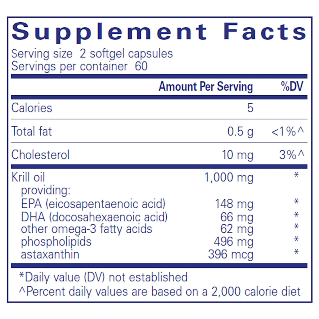 Ingredients of Pure Encapsulations Krill-plex Dietary Supplement