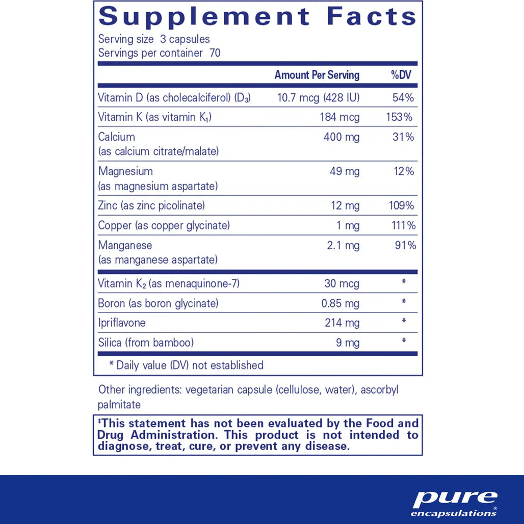 Pure Encapsulations +Cal+ with Ipriflavone supplements facts
