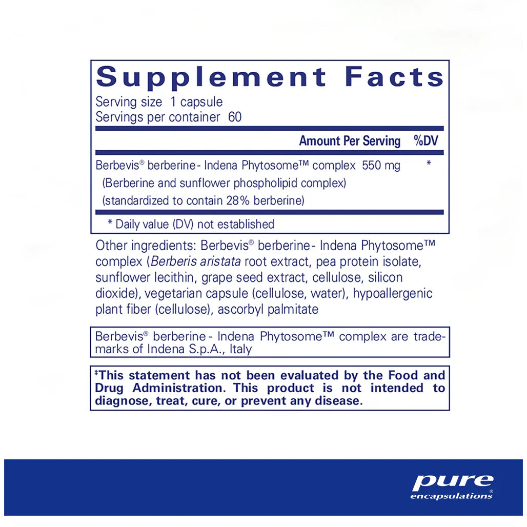 Pure Encapsulations Berberine UltraSorb supplements facts