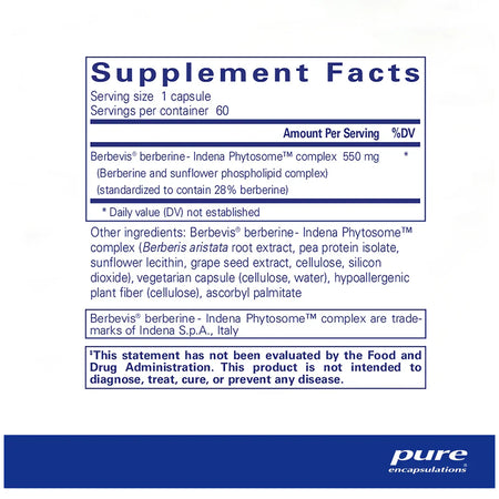 Pure Encapsulations Berberine UltraSorb supplements facts