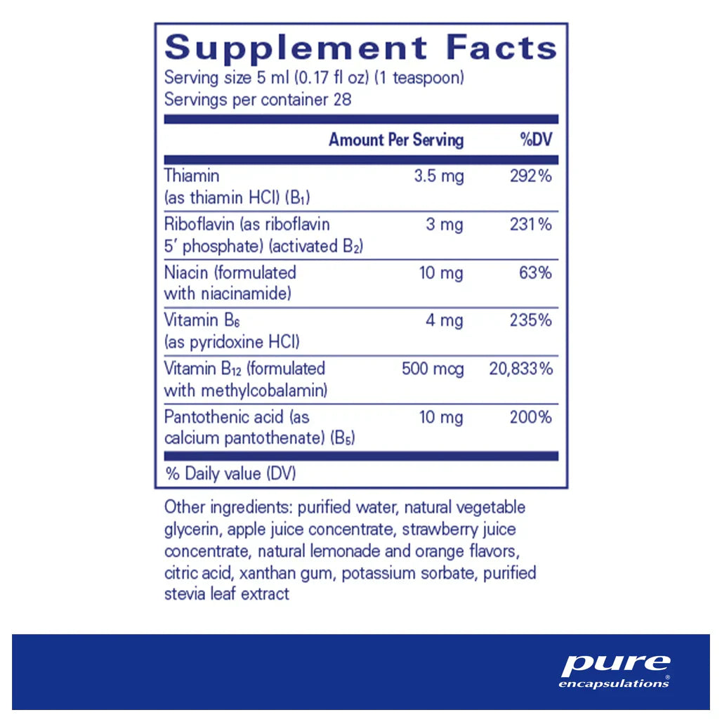 Pure Encapsulations B-Complex liquid supplements facts