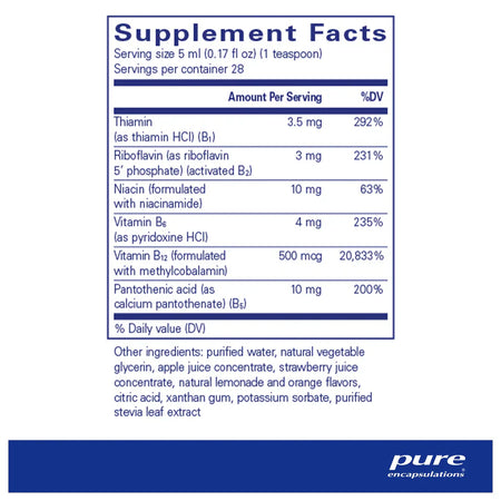 Pure Encapsulations B-Complex liquid supplements facts