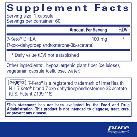 Pure Encapsulations 7-Keto DHEA 100 mg Supplement Ingredients