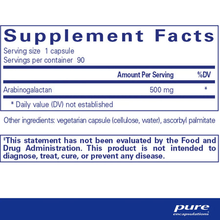Pure Encapsulations Arabinogalactan supplements facts