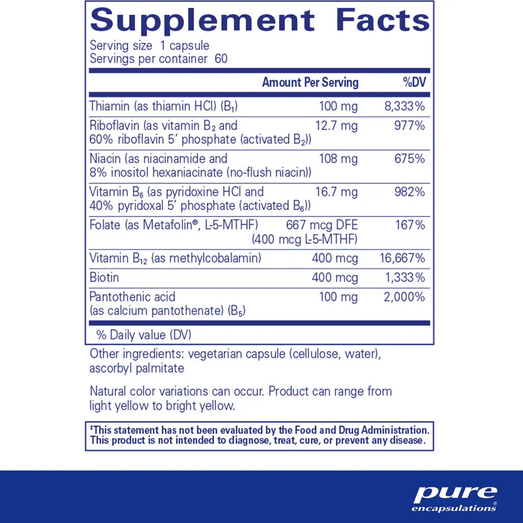 Pure Encapsulations B-Complex Plus supplements facts