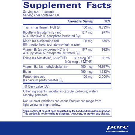 Pure Encapsulations B-Complex Plus supplements facts