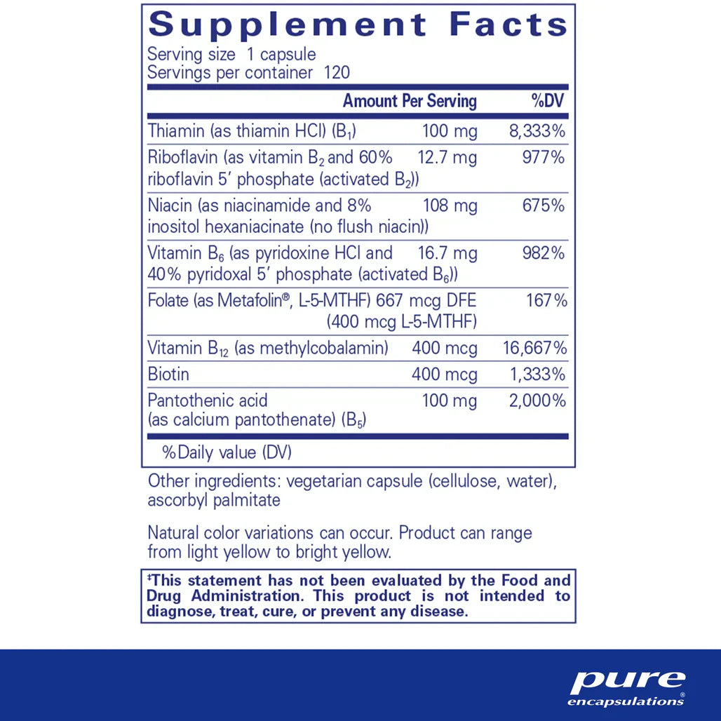 Pure Encapsulations B-Complex Plus supplements ingredients