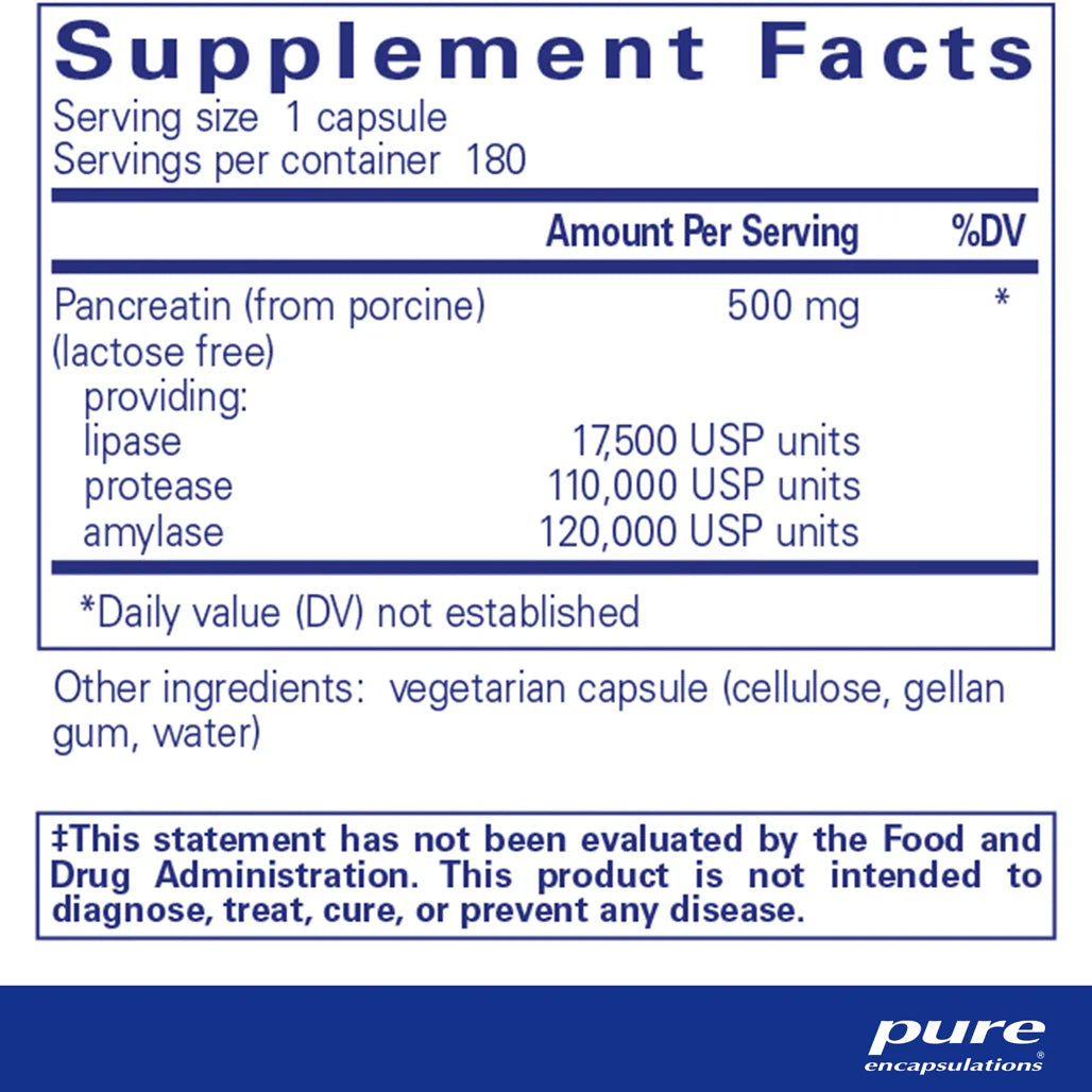 Pure Encapsulations Pancreatic Enzyme Formula supplements ingredients