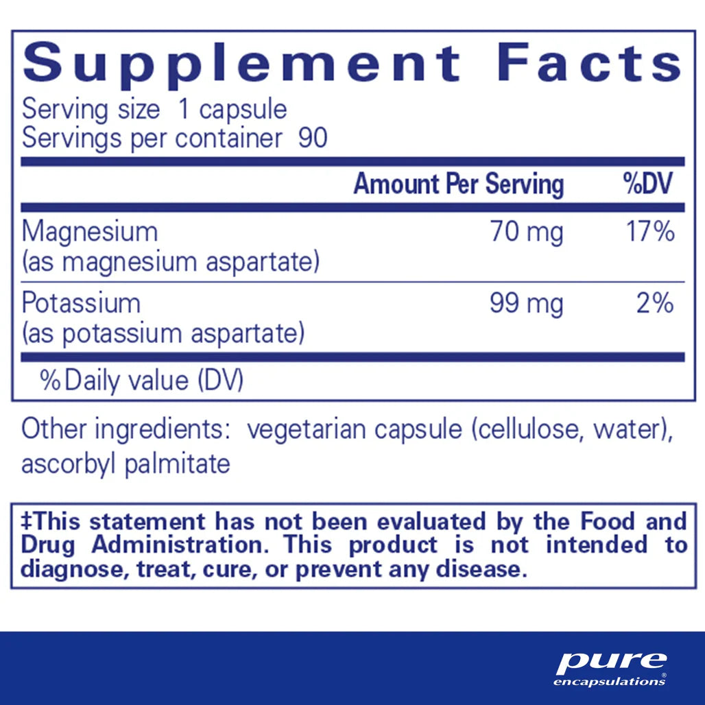 Pure Encapsulations Potassium Magnesium Aspartate supplements facts