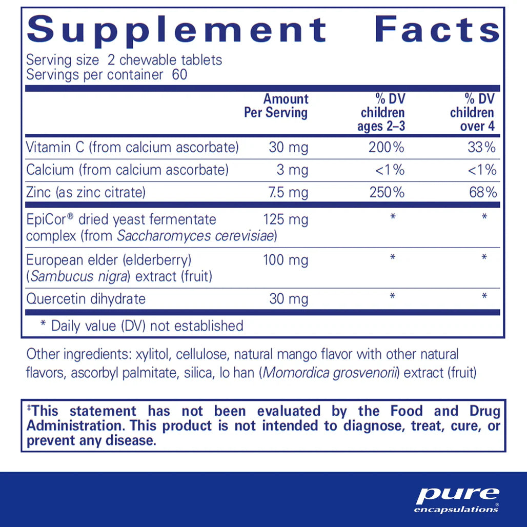 Pure Encapsulations PureDefense chewables supplements facts