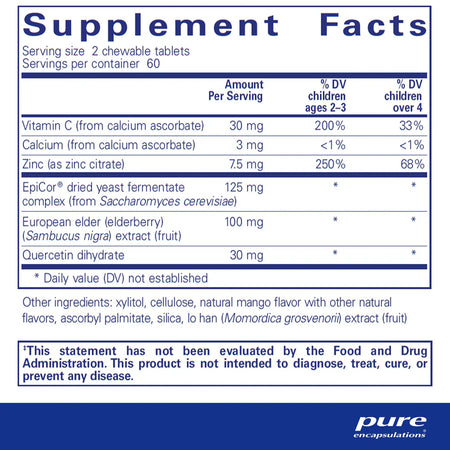 Pure Encapsulations PureDefense chewables supplements facts
