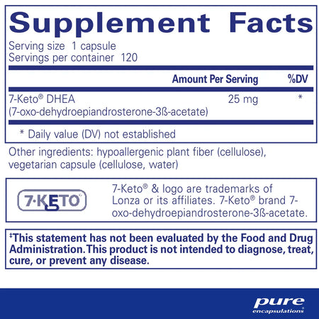 Ingredients of Pure Encapsulations 7-Keto DHEA 25mg Dietary Supplement