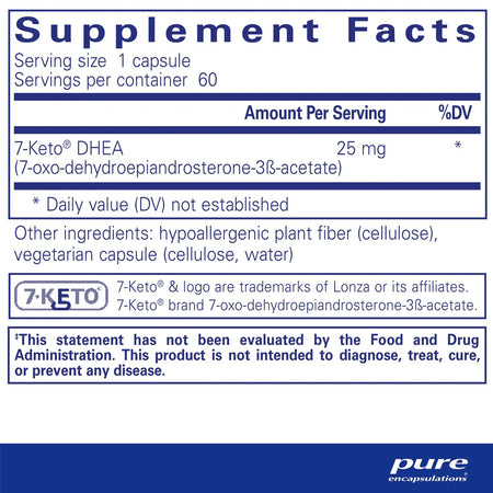 Pure Encapsulations 7-Keto DHEA 25mg Dietary Supplement Ingredients