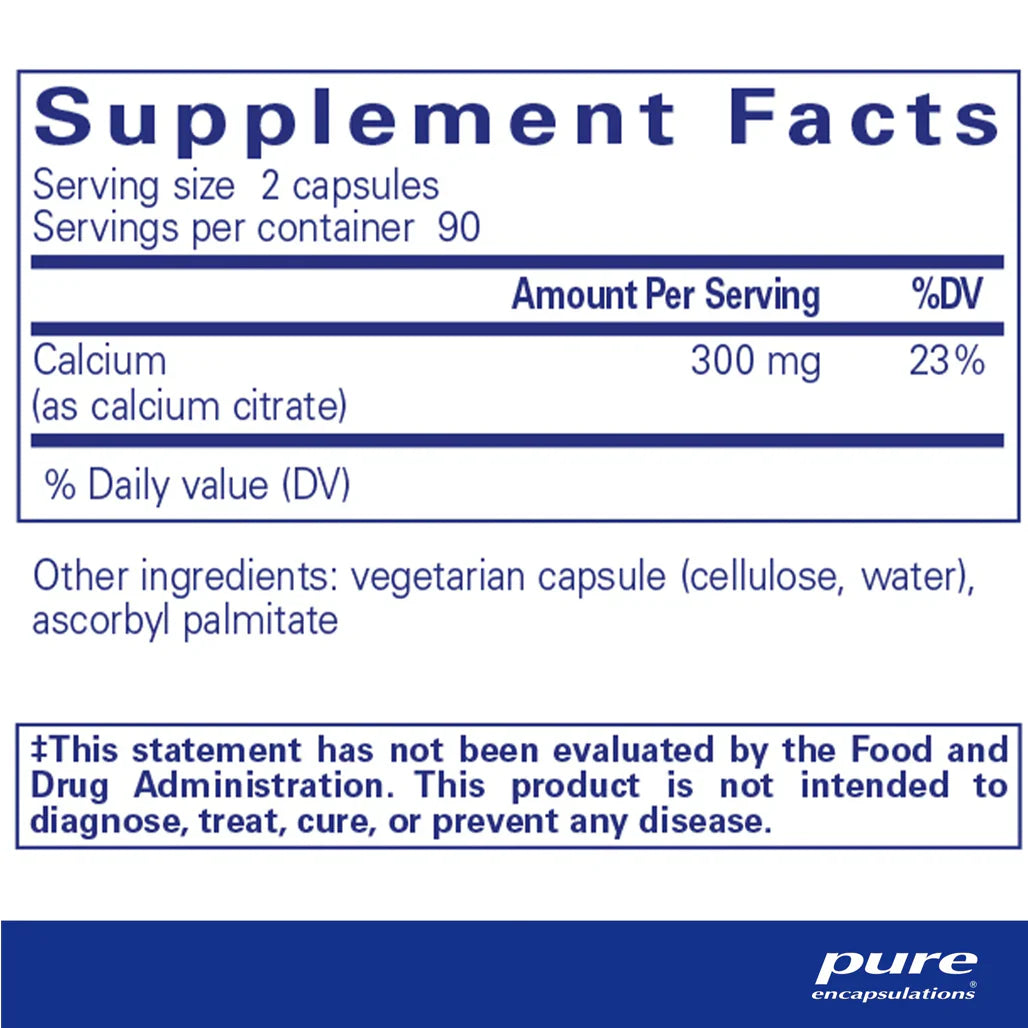 Pure Encapsulations Calcium Citrate supplements facts