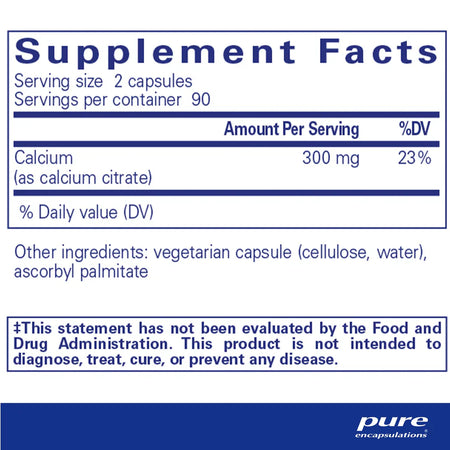 Pure Encapsulations Calcium Citrate supplements facts