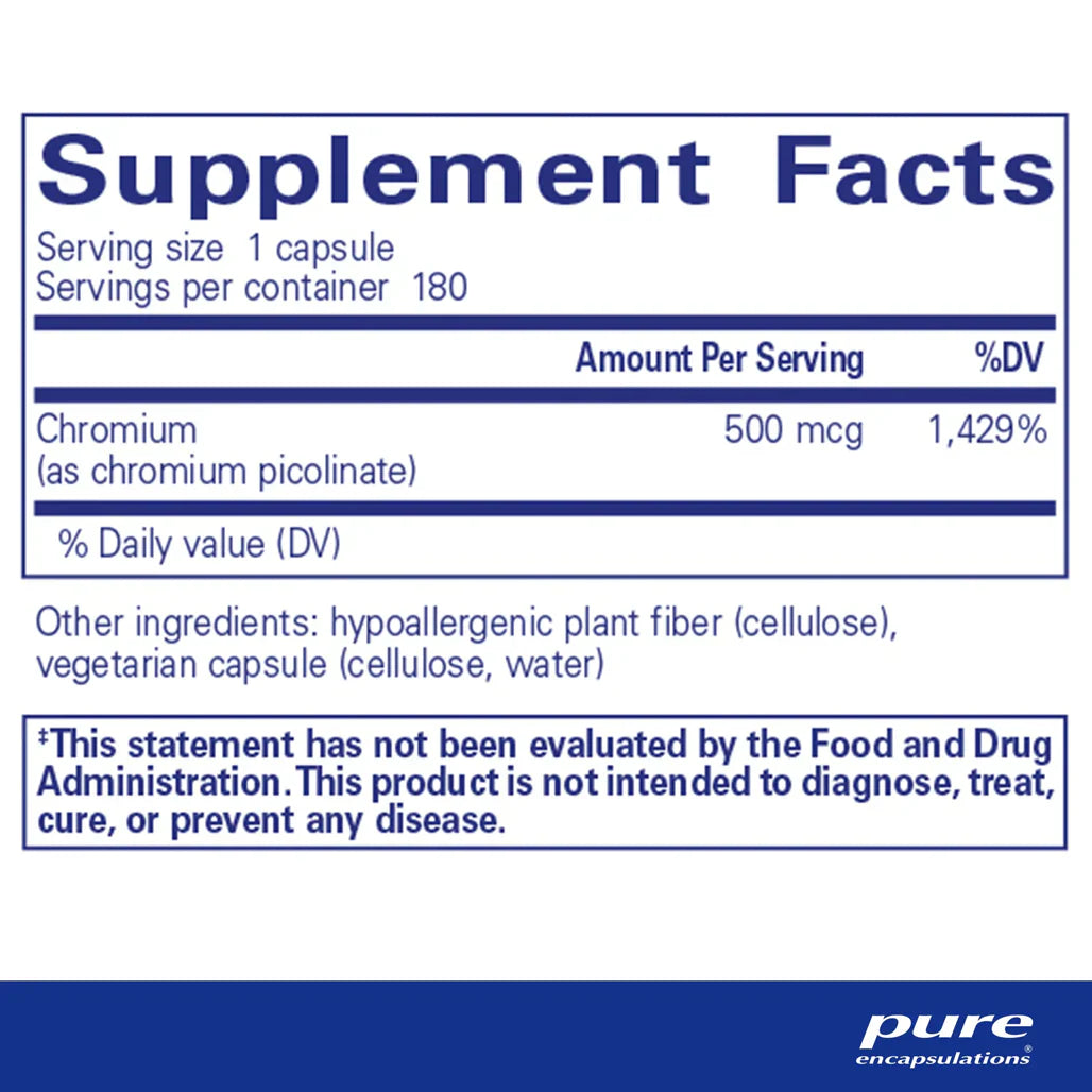 Pure Encapsulations Chromium (Picolinate) 500 mcg supplements ingredients