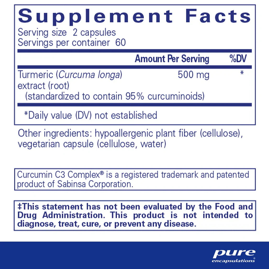 Pure Encapsulations Curcumin supplements facts