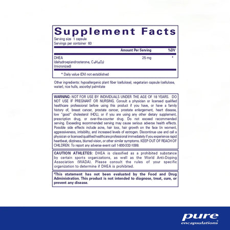 Pure Encapsulations DHEA 25 mg supplements facts