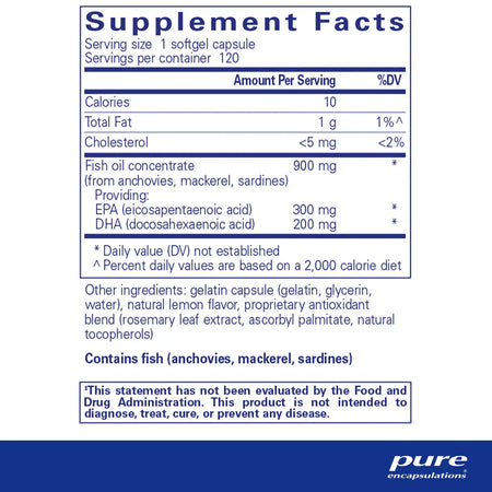 Pure Encapsulations EPA/DHA with Lemon supplements facts