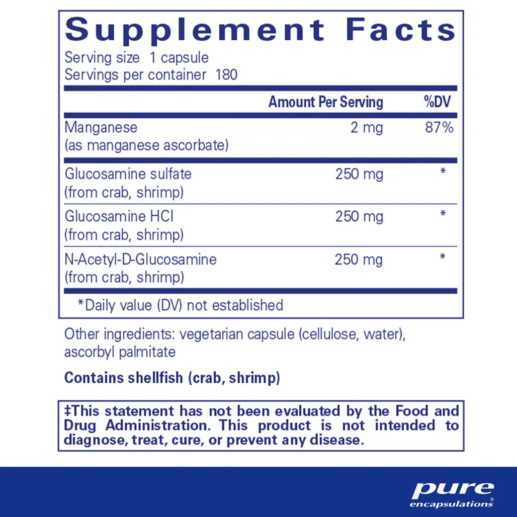 Pure Encapsulations Glucosamine Complex supplements facts
