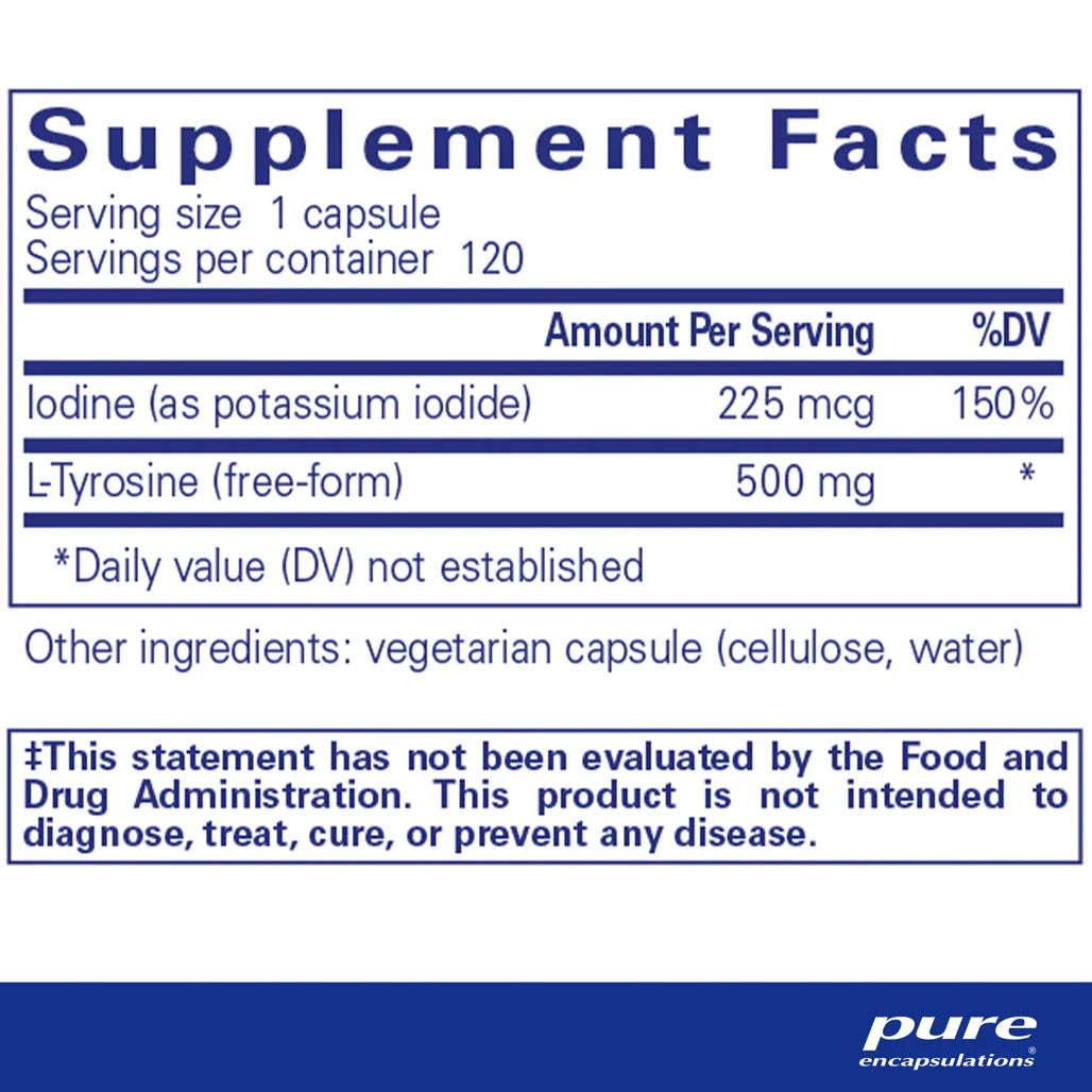 Pure Encapsulations Iodine and Tyrosine Supplement Ingredients 