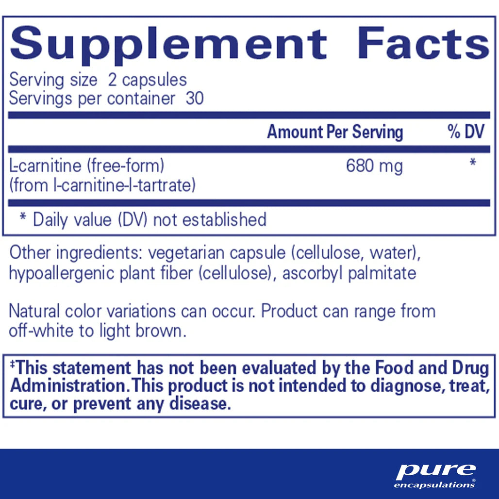 Pure Encapsulations L-Carnitine supplements facts