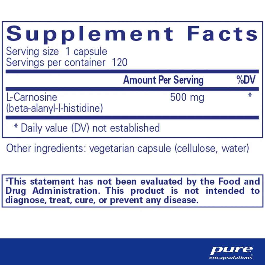 Pure Encapsulations L-Carnosine Supplement Ingredients