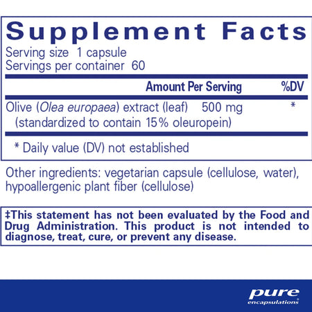 Pure Encapsulations Olive Leaf Extract supplements ingredients