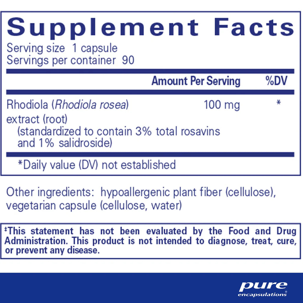 Pure Encapsulations Rhodiola Rosea supplements facts