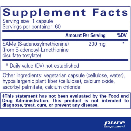 Pure Encapsulations SAMe supplements facts