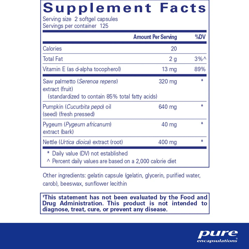 Pure Encapsulations Saw Palmetto Plus supplements facts