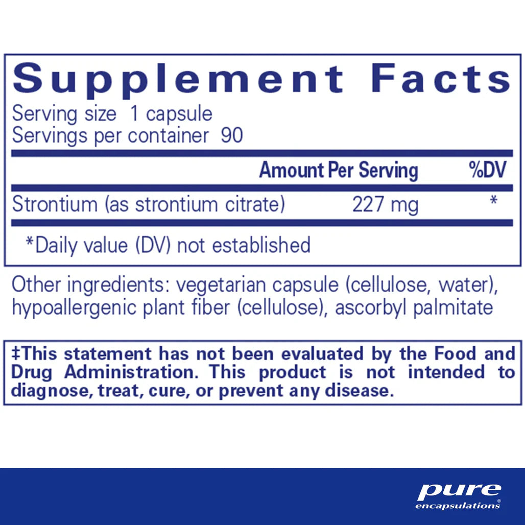 Pure Encapsulations Strontium 227 mg supplement ingredients