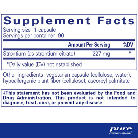 Pure Encapsulations Strontium 227 mg supplement ingredients