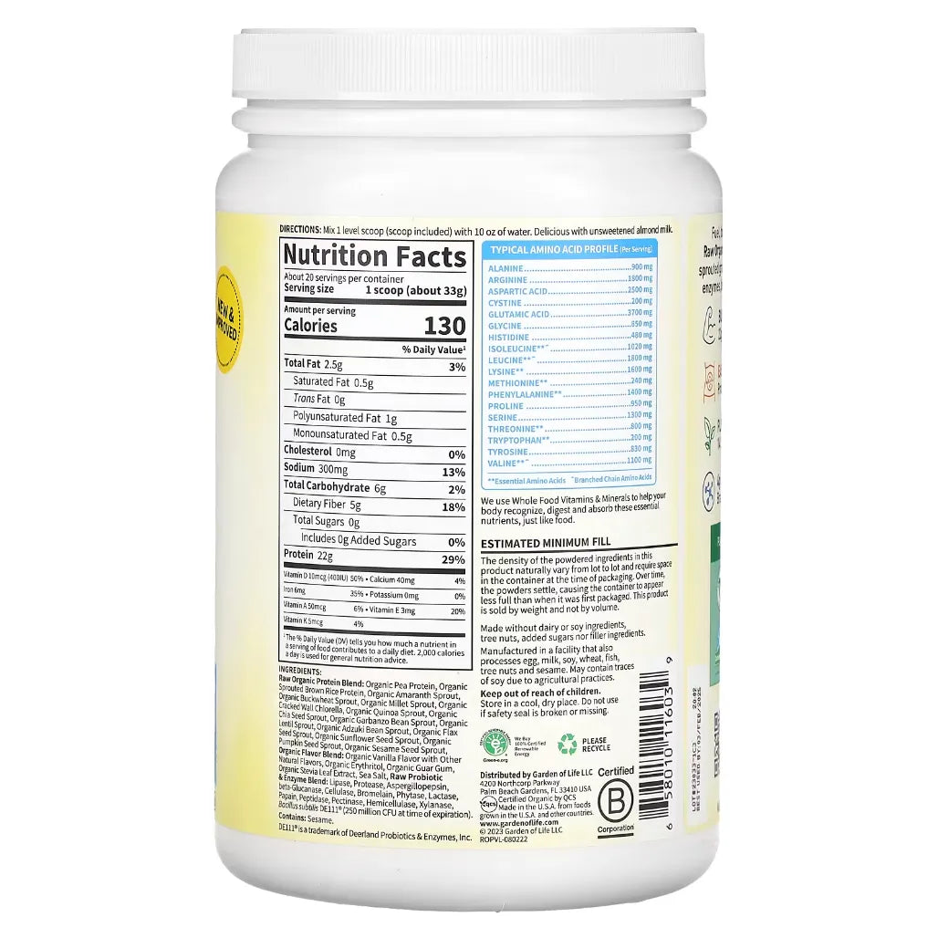 RAW Organic Protein - Vanilla Garden of life