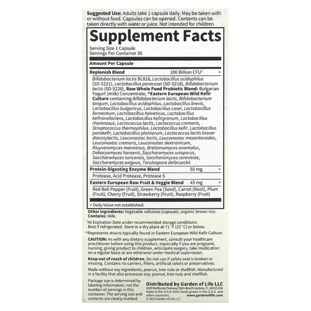 RAW Probiotics Ultimate Care 30vegcaps Garden of life