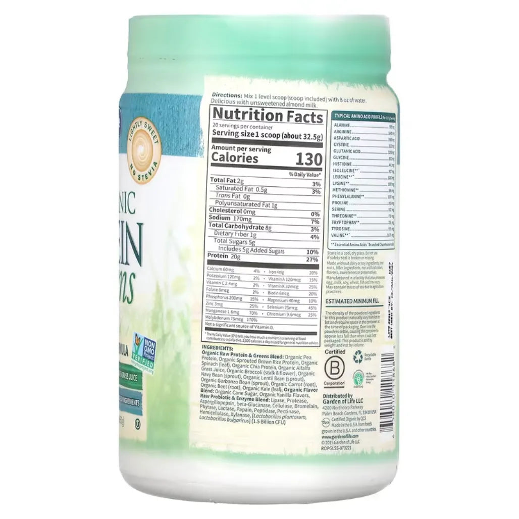 RAW Protein and Greens Lightly Sw Garden of life
