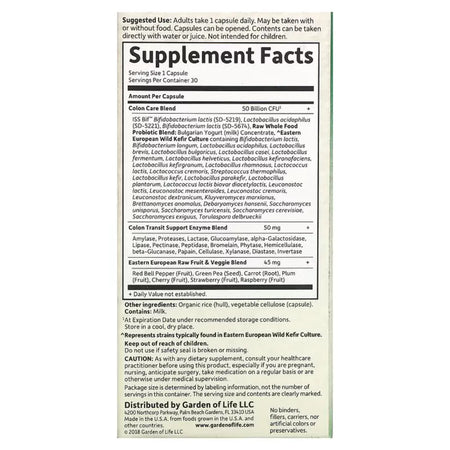 Raw Probiotics Colon Care Shelf Stable Garden of life