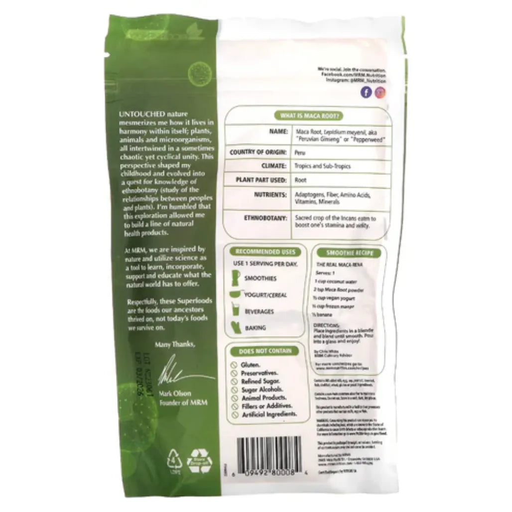 Raw Organic Maca Root Powder 8.5 oz Metabolic Response Modifier