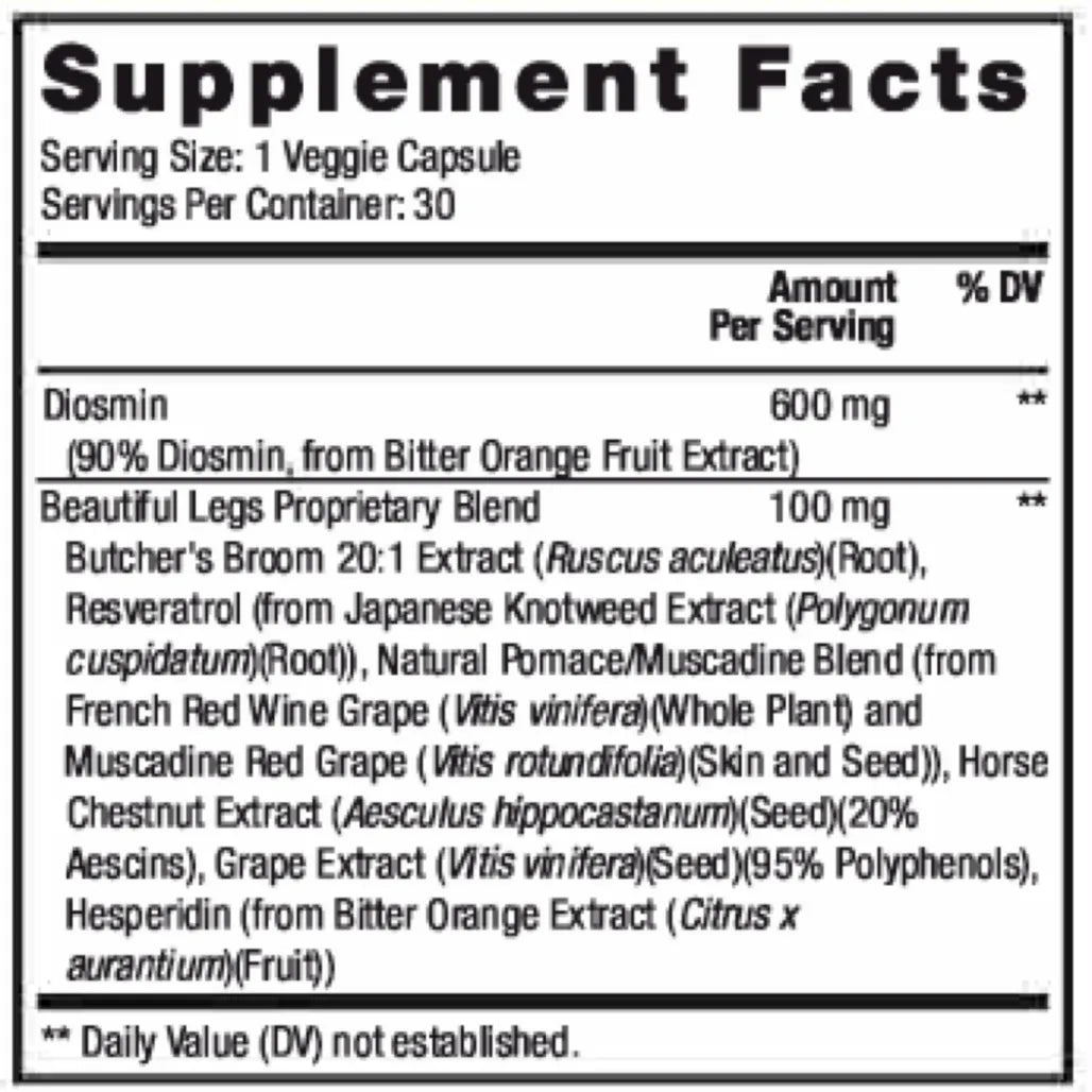 Beautiful Legs 30 vcaps Reserveage Nutrition