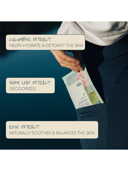 Shower Sheets, Large Body Wipes - Rose & Cucumber - 1 Box of 12 Wipes
