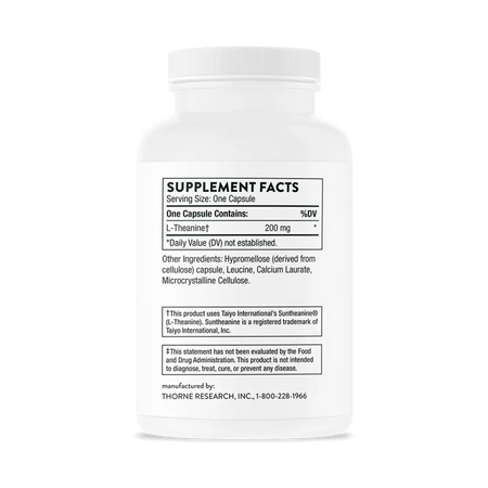 Ingredients of Thorne Theanine Dietary Supplement - L Theanine 200mg