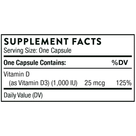 Thorne D-1,000 90 vegcaps supplement facts