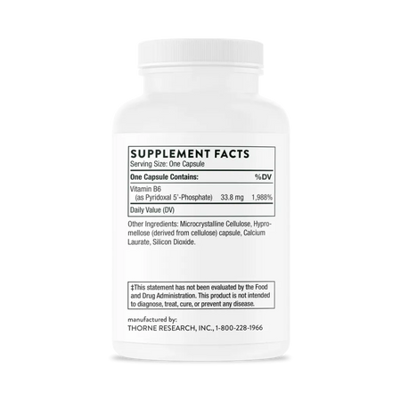 Thorne Pyridoxal 5'-Phosphate 180 vegcaps supplement facts