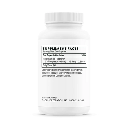 Thorne Riboflavin 5'-Phosphate 60 vegcaps supplement facts