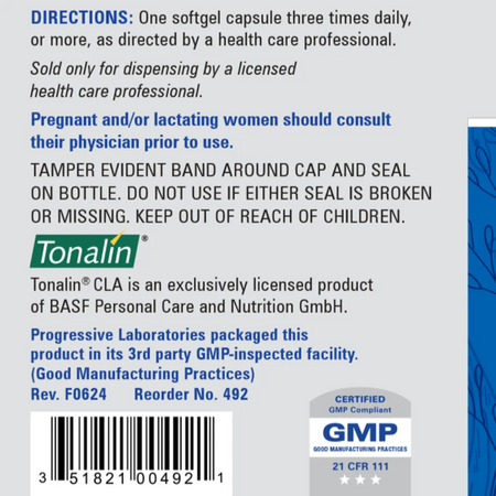 Tonalin CLA 90sg Progressive labs