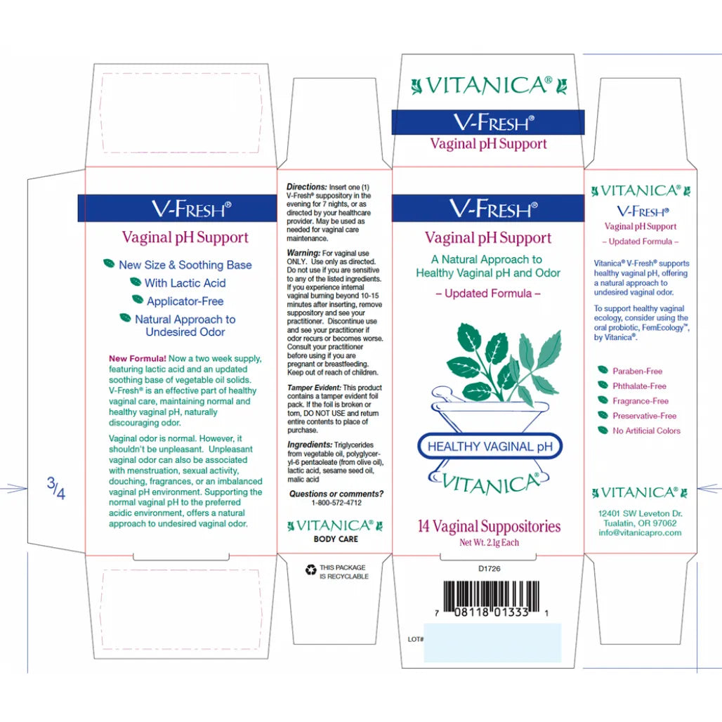 V- Fresh, Vaginal pH Support Suppositories